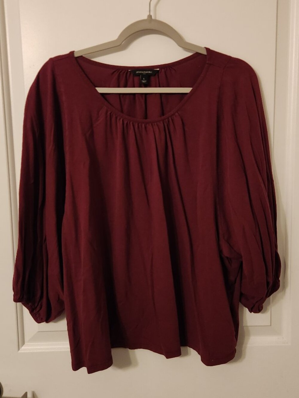 Banana Republic Raspberry Balloon Sleeve Round Neck Top Size Large